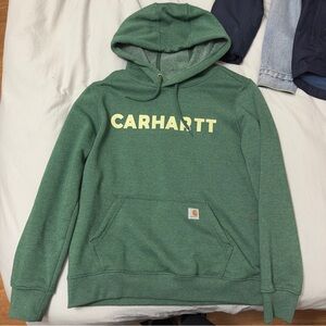 Green Carhartt Pullover Hoodie with Strings